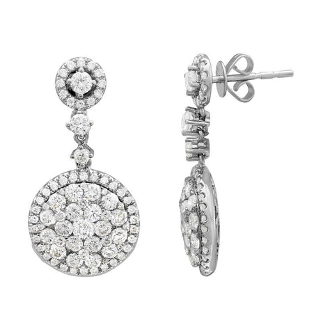 2.94 Ctw Diamond 14k White Gold Round Shape Womens Diamond Earrings