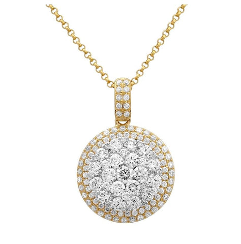 1.45 Ctw Diamond 14k Two Tone Gold Round Shape Womens Diamond Necklace Pendant With 16 Inch Chain