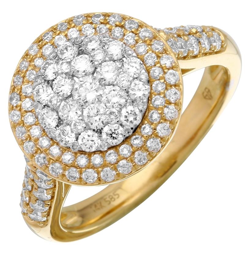 1.1 Ctw Diamond 14k Two Tone Gold Round Shape Womens Diamond Ring