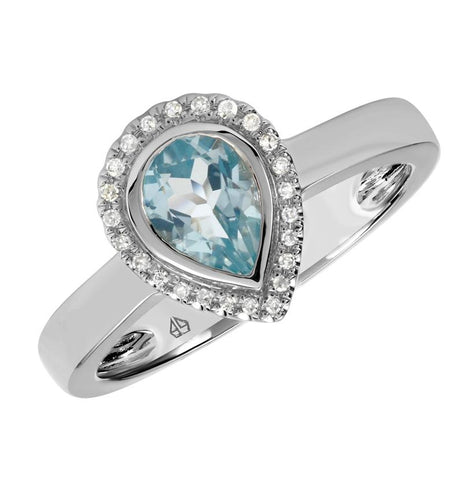 0.06 Ctw Diamond 14k White Gold Topaz Round Shape Womens Gemstone Ring