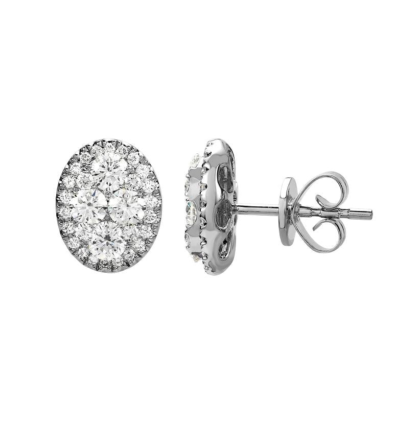 1.33 Ctw Diamond 14k White Gold Round Shape Womens Diamond Earrings