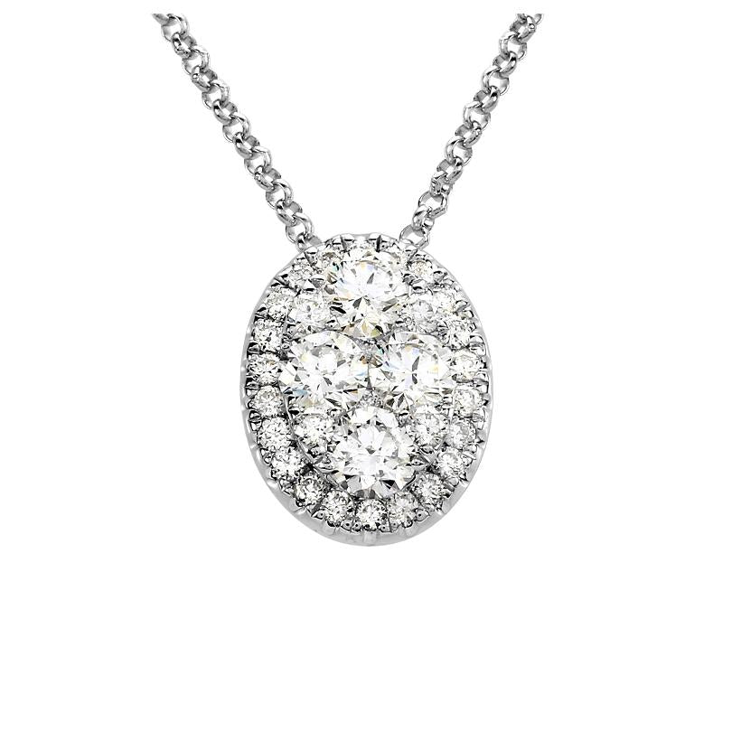 0.68 Ctw Diamond 14k White Gold Round Shape Womens Diamond Necklace Pendant With 16 Inch Chain