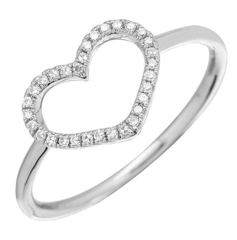 0.09 Ctw Diamond 14k White Gold Round Shape Womens Diamond Ring