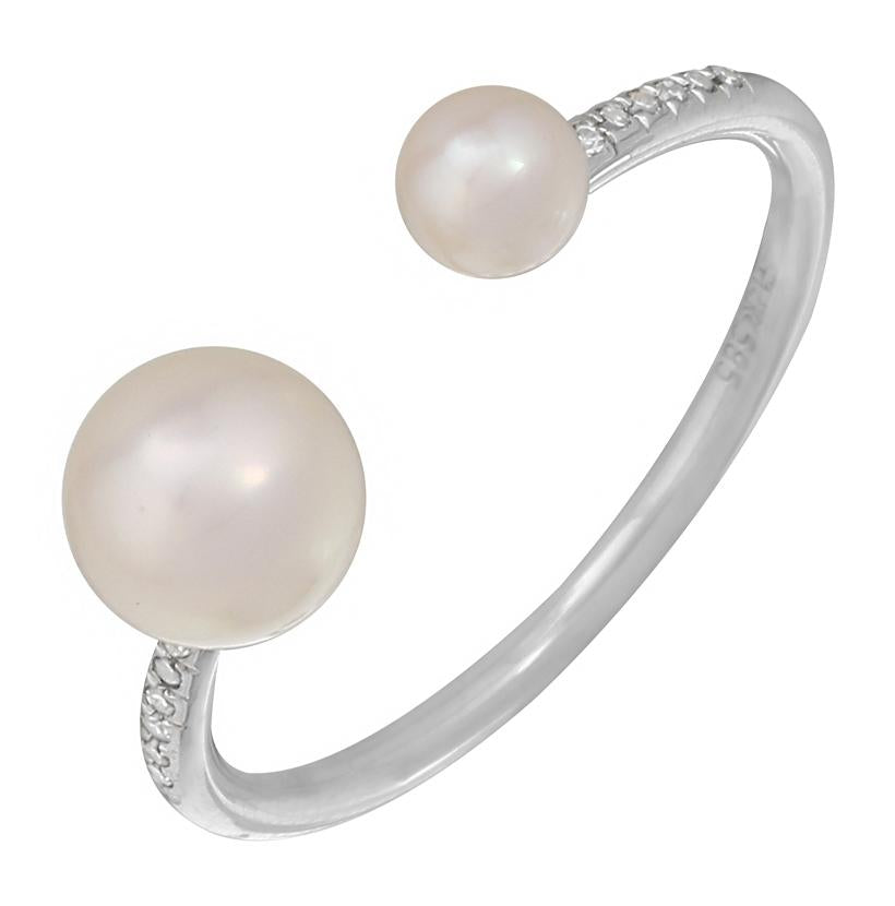 0.04 Ctw Diamond 14k White Gold Pearl Ring