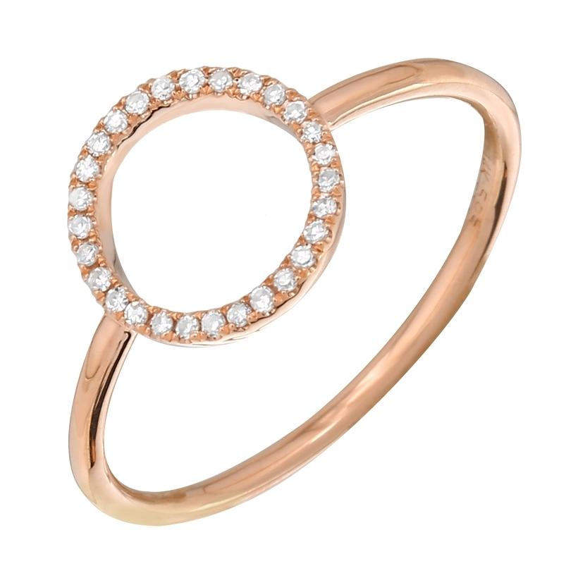 0.08 Ctw Diamond 14k Rose Gold Round Shape Womens Diamond Ring