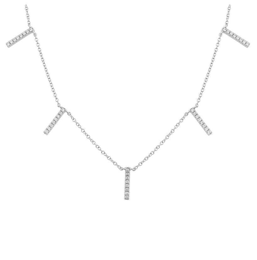 0.22 Ctw Diamond 14k White Gold Round Shape Womens Diamond Necklace