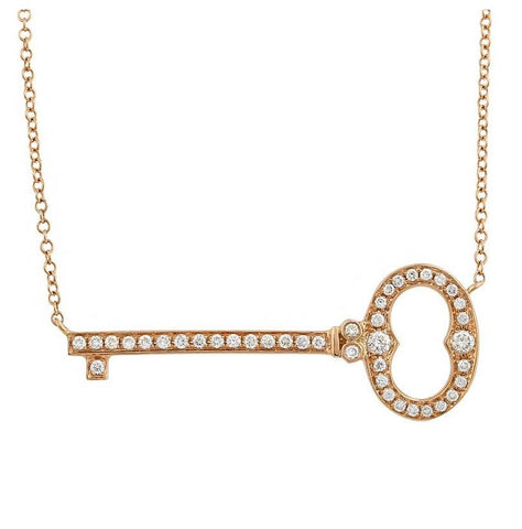 0.27 Ctw Diamond 14k Rose Gold Round Shape Womens Diamond Necklace