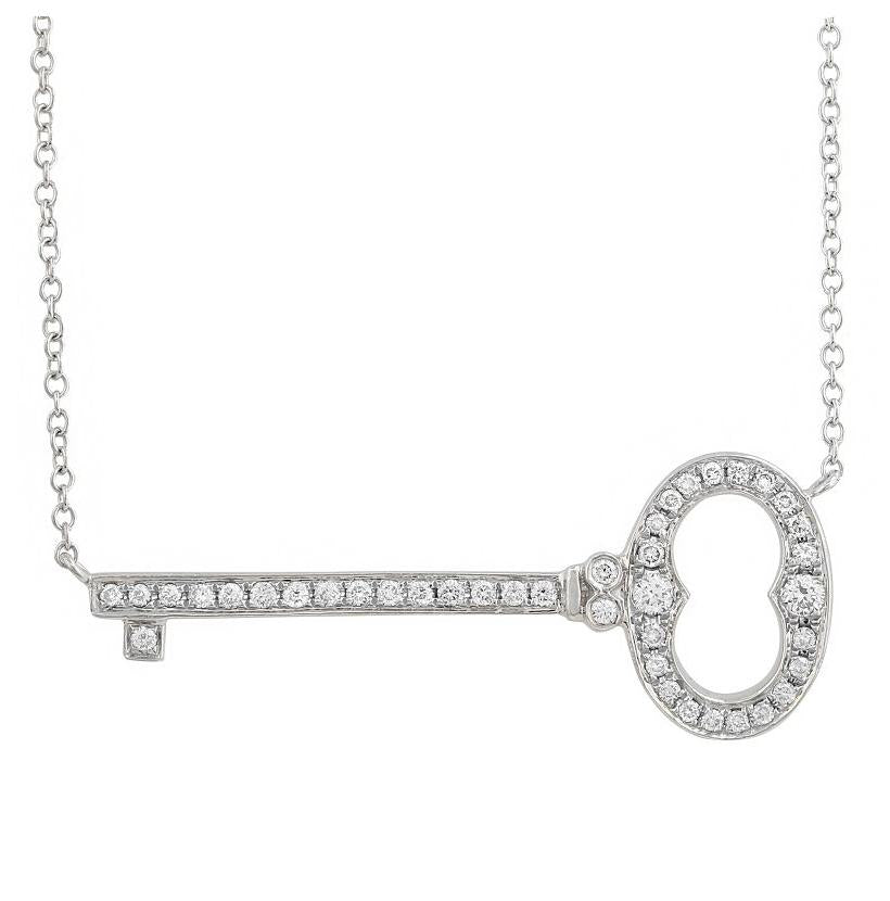 0.26 Ctw Diamond 14k White Gold Round Shape Womens Diamond Necklace