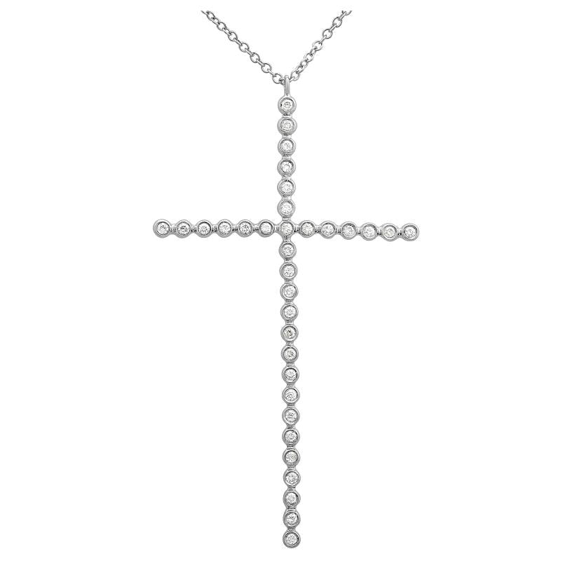 0.24 Ctw Diamond 14k White Gold Round Shape Womens Diamond Necklace Pendant With 16 Inch Chain