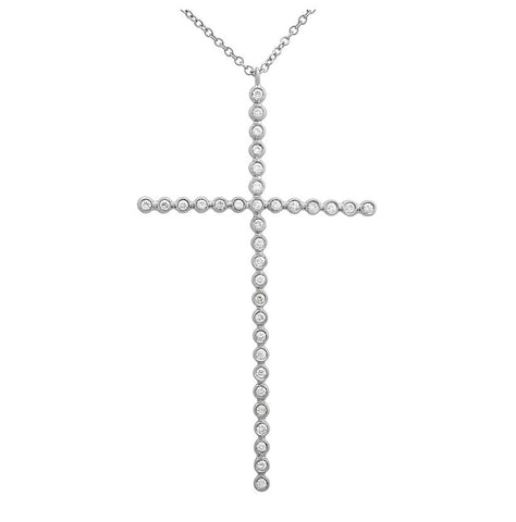 0.24 Ctw Diamond 14k White Gold Round Shape Womens Diamond Necklace Pendant With 16 Inch Chain