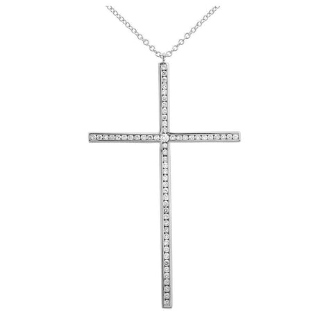 0.44 Ctw Diamond 14k White Gold Round Shape Womens Diamond Necklace Pendant With 16 Inch Chain