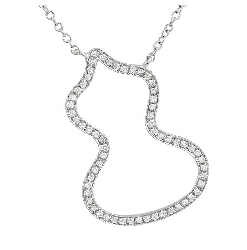 0.17 Ctw Diamond 14k White Gold Round Shape Womens Diamond Necklace