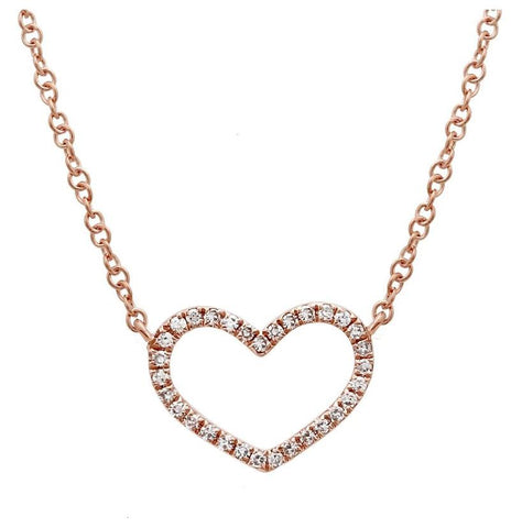 0.08 Ctw Diamond 14k Rose Gold Round Shape Womens Diamond Necklace