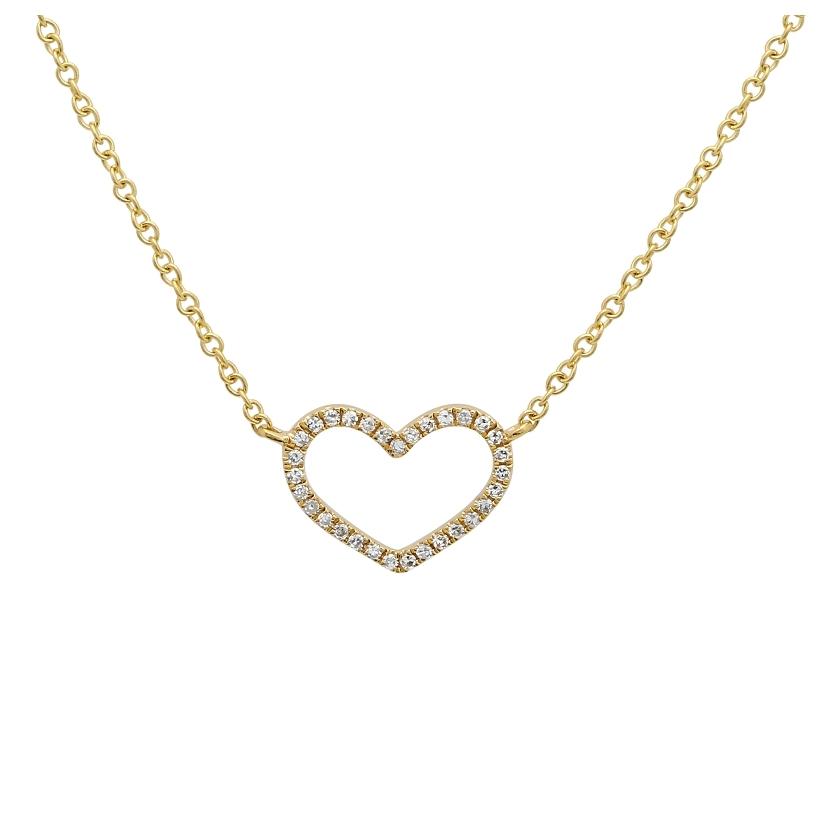 0.08 Ctw Diamond 14k Yellow Gold Round Shape Womens Diamond Necklace