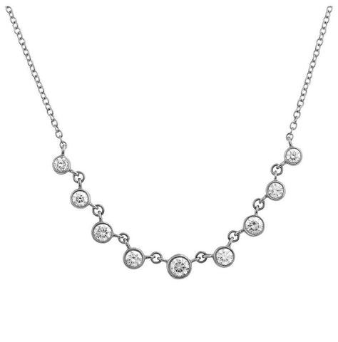 0.46 Ctw Diamond 14k White Gold Round Shape Womens Diamond Necklace