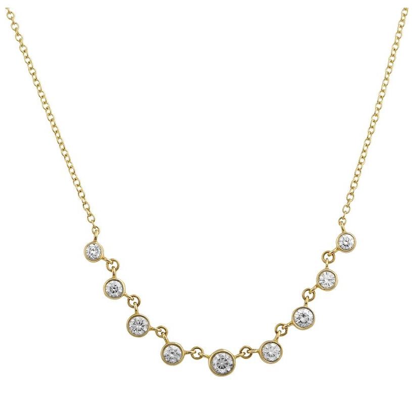 0.46 Ctw Diamond 14k Yellow Gold Round Shape Womens Diamond Necklace