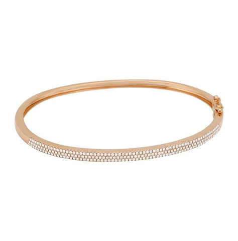 0.51 Ctw Diamond 14k Rose Gold Round Shape Womens Diamond Bangle Bracelet