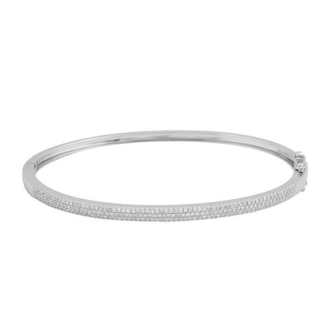 0.51 Ctw Diamond 14k White Gold Round Shape Womens Diamond Bangle Bracelet