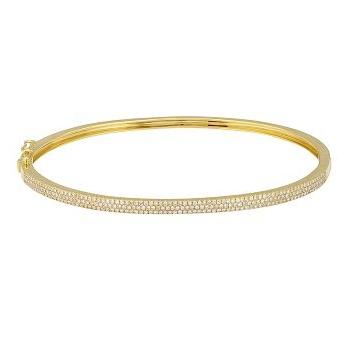 0.51 Ctw Diamond 14k Yellow Gold Round Shape Womens Diamond Bangle Bracelet