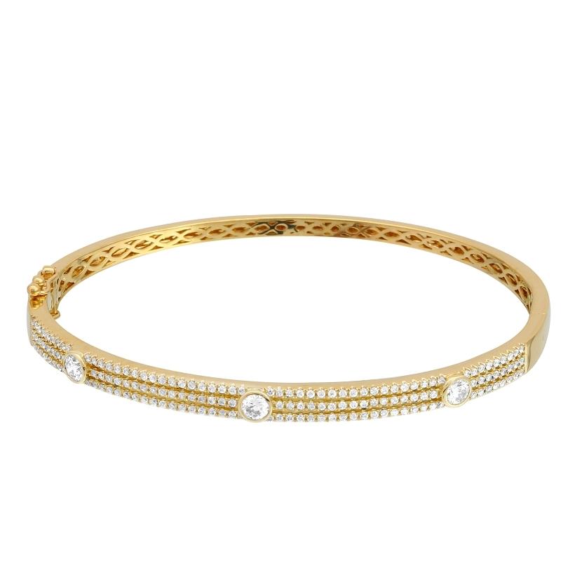 1.03 Ctw Diamond 14k Yellow Gold Round Shape Womens Diamond Bangle Bracelet