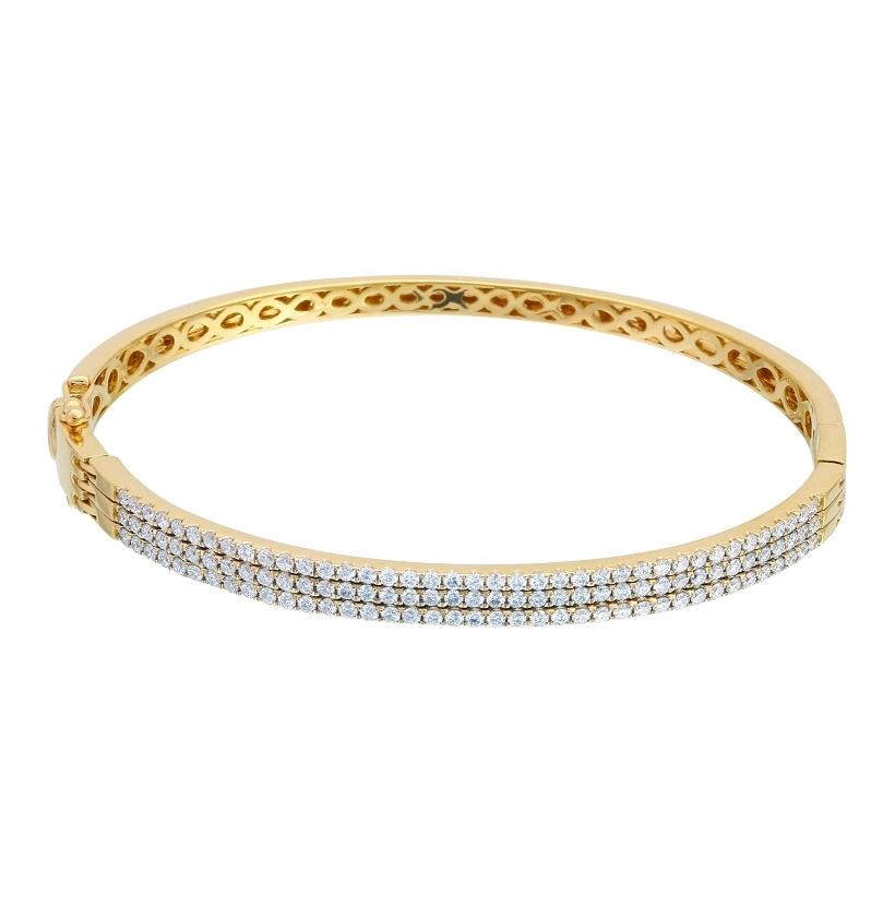 1.42 Ctw Diamond 14k Yellow Gold Round Shape Womens Diamond Bangle Bracelet