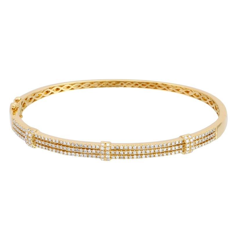 0.77 Ctw Diamond 14k Yellow Gold Round Shape Womens Diamond Bangle Bracelet