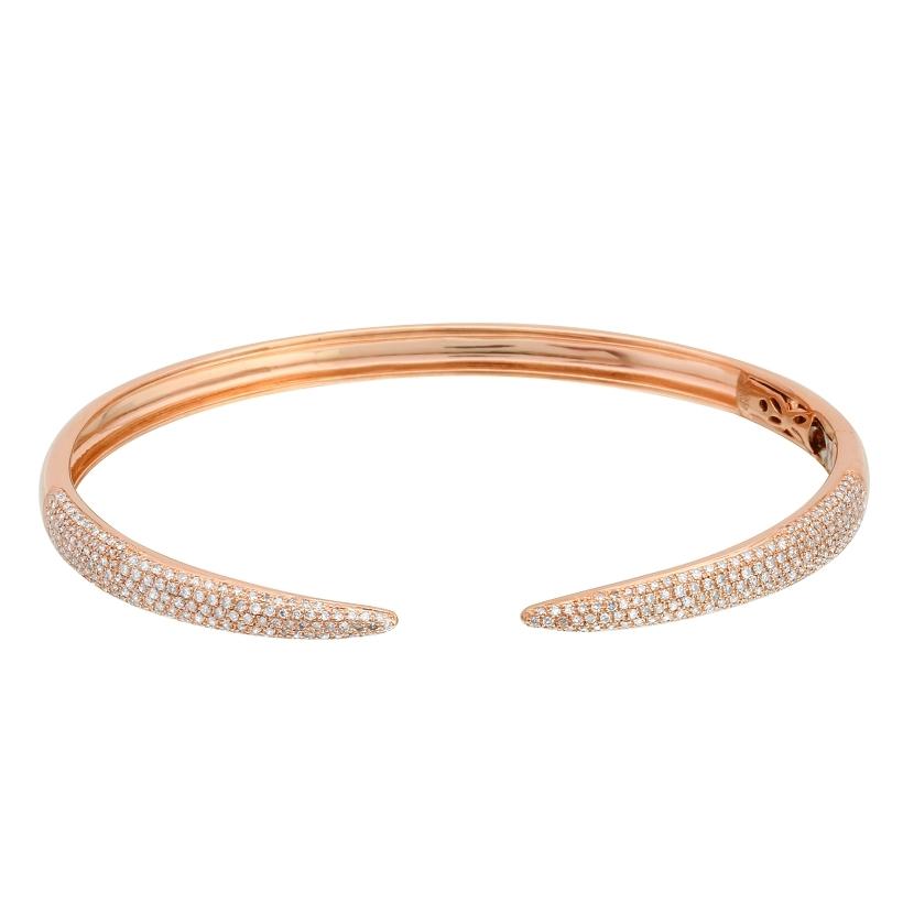 0.79 Ctw Diamond 14k Rose Gold Round Shape Womens Diamond Bangle Bracelet