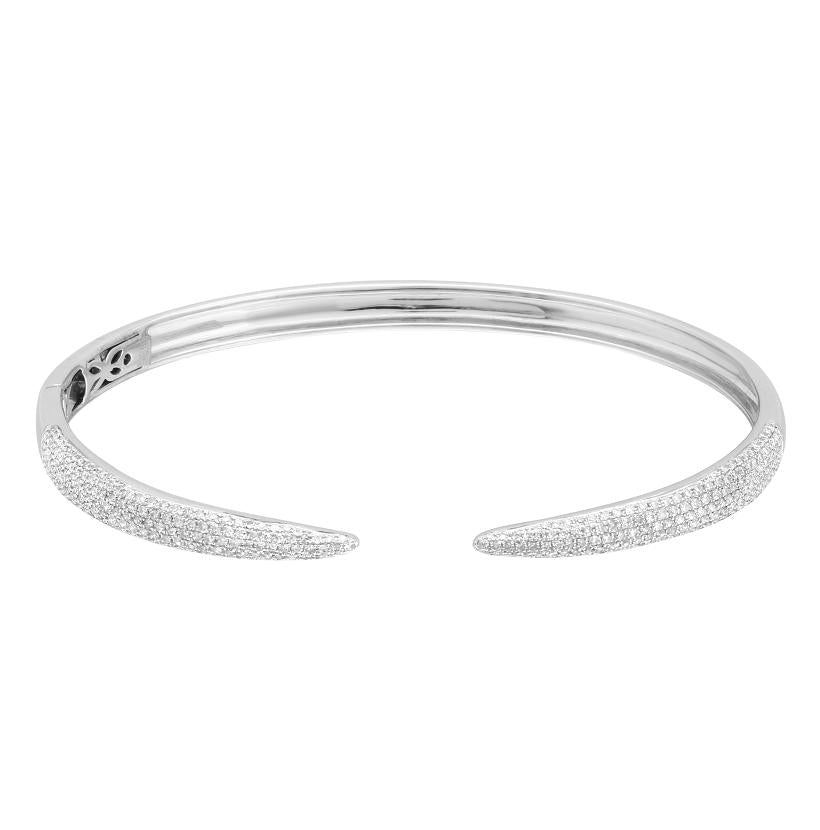 0.79 Ctw Diamond 14k White Gold Round Shape Womens Diamond Bangle Bracelet