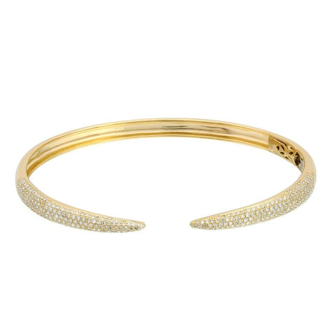 0.79 Ctw Diamond 14k Yellow Gold Round Shape Womens Diamond Bangle Bracelet