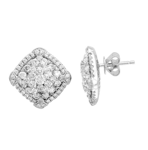 2.09 Ctw Diamond 14k White Gold Round Shape Womens Diamond Earrings