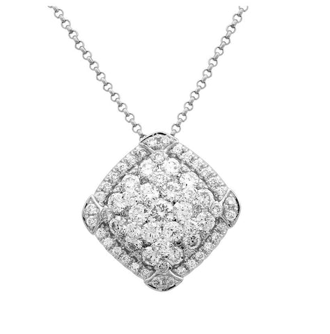 1.06 Ctw Diamond 14k White Gold Round Shape Womens Diamond Necklace Pendant With 16 Inch Chain