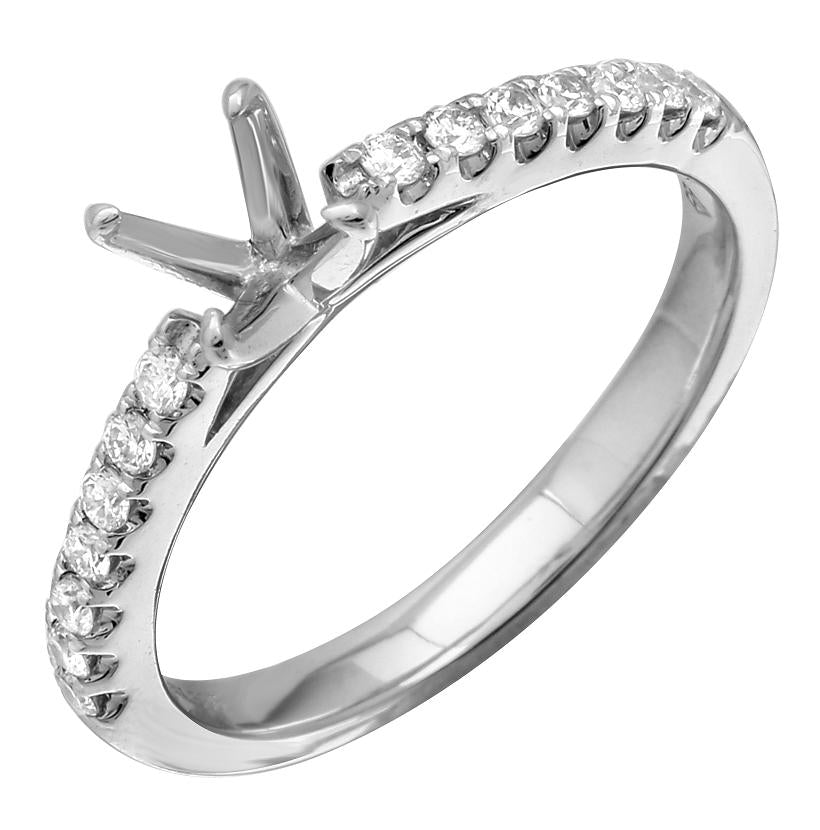 0.22 Ctw Diamond 14k White Gold Round Shape Wedding Engagement Ring
