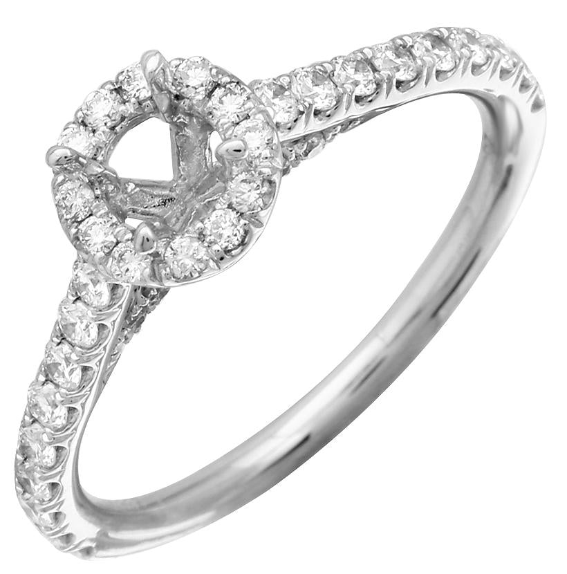 0.56 Ctw Diamond 14k White Gold Round Shape Wedding Engagement Ring