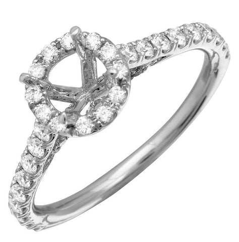 0.56 Ctw Diamond 14k White Gold Round Shape Wedding Engagement Ring