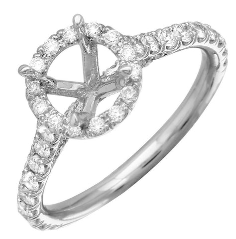 0.64 Ctw Diamond 14k White Gold Round Shape Wedding Engagement Ring