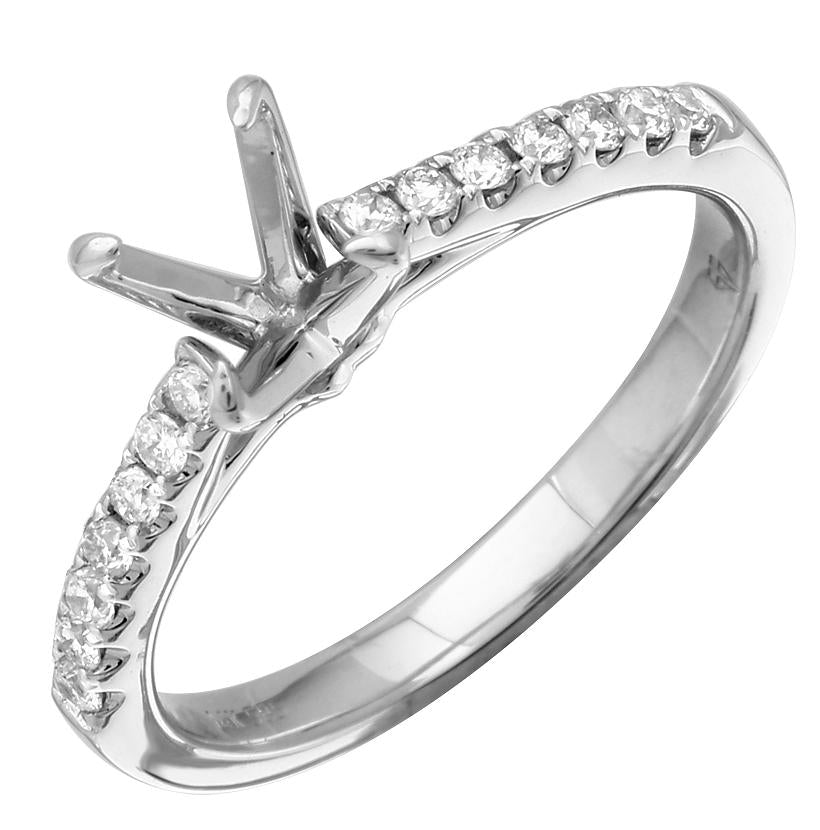 0.21 Ctw Diamond 14k White Gold Round Shape Wedding Engagement Ring