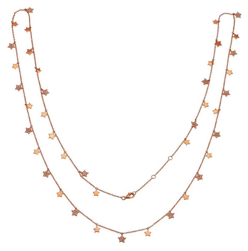 0.72 Ctw Diamond 14k Rose Gold Round Shape Womens Diamond Necklace