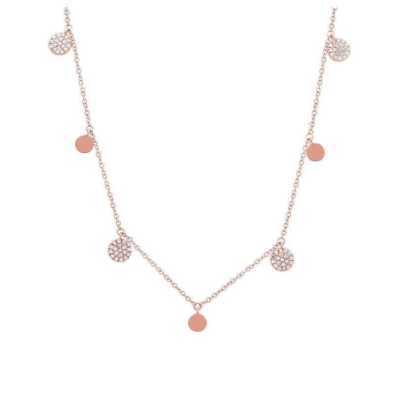 0.26 Ctw Diamond 14k Rose Gold Round Shape Womens Diamond Necklace