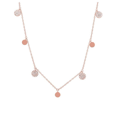 0.26 Ctw Diamond 14k Rose Gold Round Shape Womens Diamond Necklace