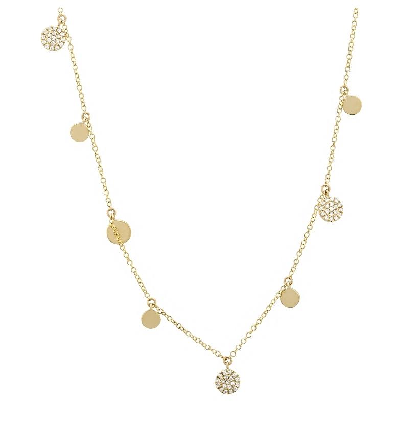 0.26 Ctw Diamond 14k Yellow Gold Round Shape Womens Diamond Necklace