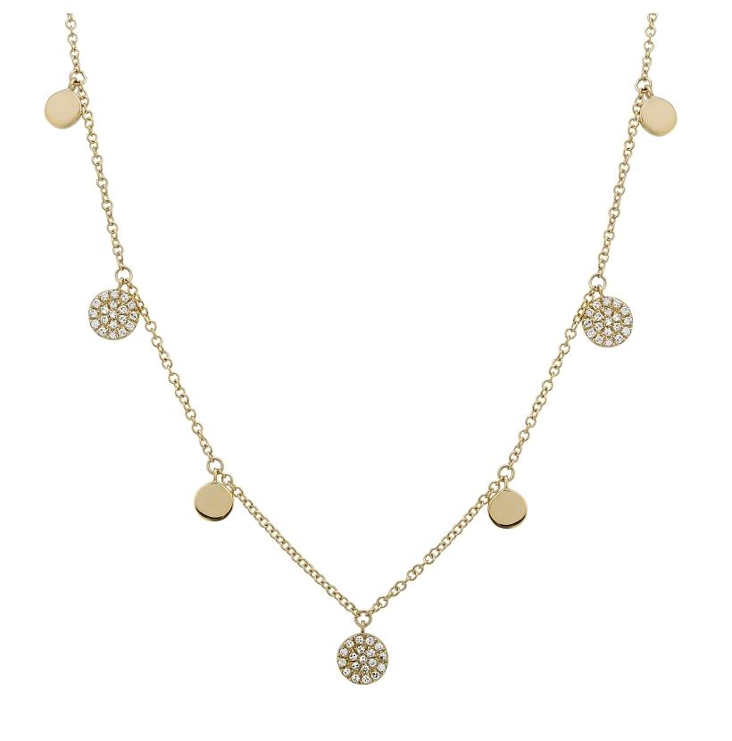 0.27 Ctw Diamond 14k Yellow Gold Round Shape Womens Diamond Necklace