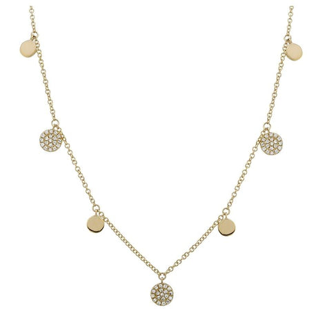 0.27 Ctw Diamond 14k Yellow Gold Round Shape Womens Diamond Necklace