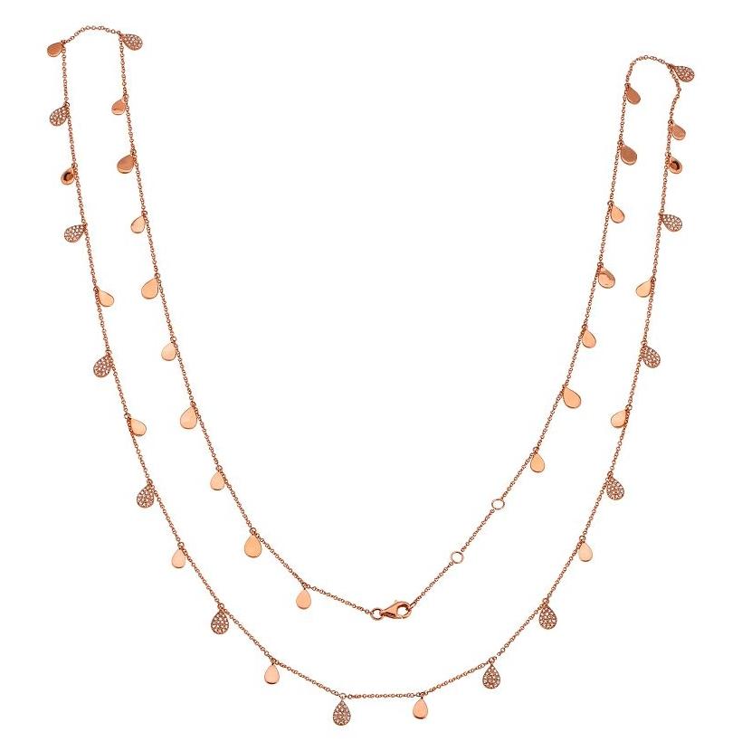 0.97 Ctw Diamond 14k Rose Gold Round Shape Womens Diamond Necklace