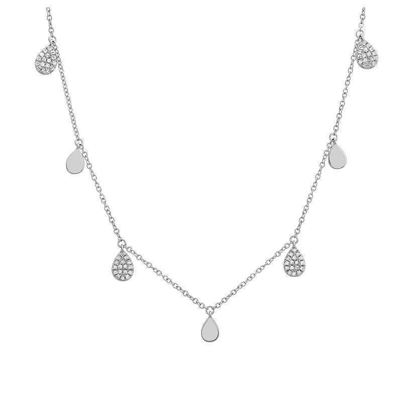 0.23 Ctw Diamond 14k White Gold Round Shape Womens Diamond Necklace