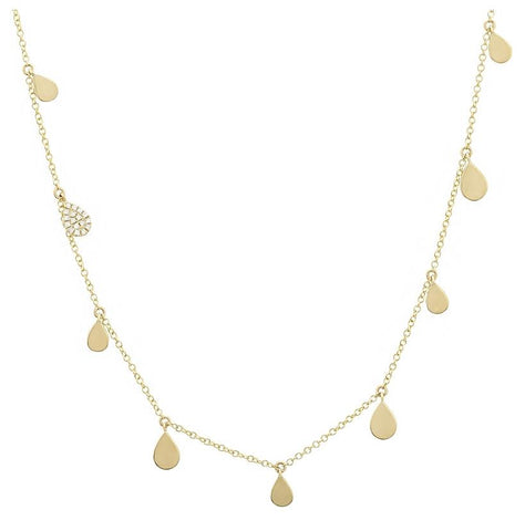 0.23 Ctw Diamond 14k Yellow Gold Round Shape Womens Diamond Necklace