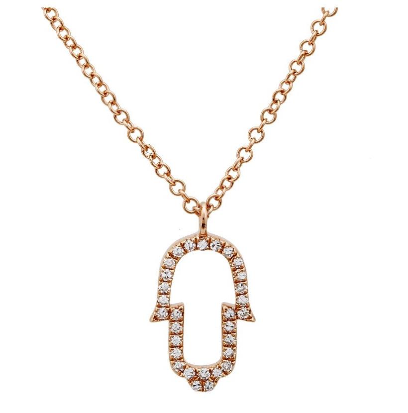 0.09 Ctw Diamond 14k Rose Gold Round Shape Womens Diamond Necklace Pendant With 16 Inch Chain