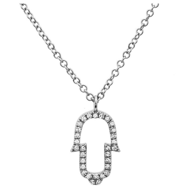 0.09 Ctw Diamond 14k White Gold Round Shape Womens Diamond Necklace Pendant With 16 Inch Chain