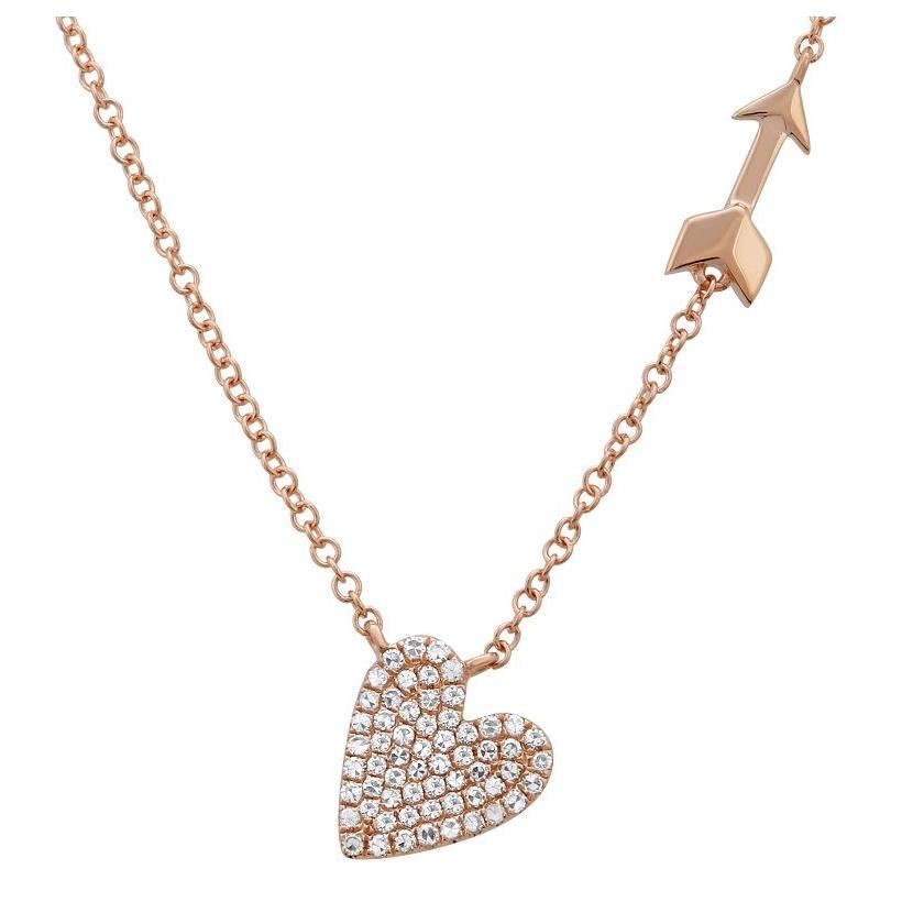 0.14 Ctw Diamond 14k Rose Gold Round Shape Womens Diamond Necklace