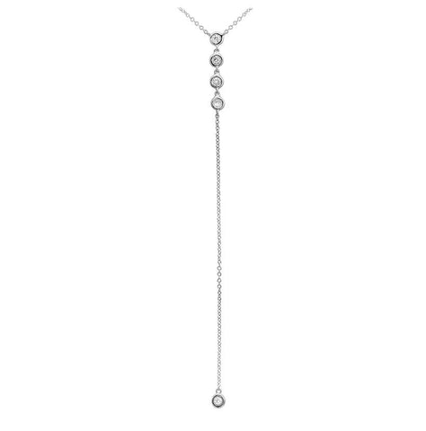 0.2 Ctw Diamond 14k White Gold Round Shape Womens Diamond Necklace