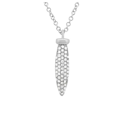 0.14 Ctw Diamond 14k White Gold Round Shape Womens Diamond Necklace Pendant With 16 Inch Chain